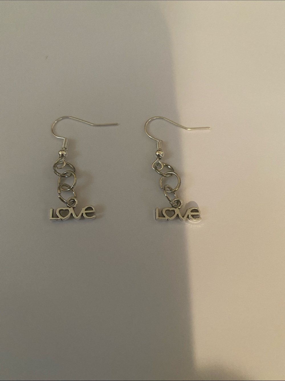 Hand Crafted Silver Love Dangle Earrings